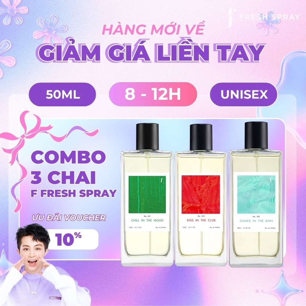 Nước hoa F Fresh Spray Chính hãng Unisex - Nước hoa Gil Lê công nghệ mới lưu hương 6 - 12 tiếng