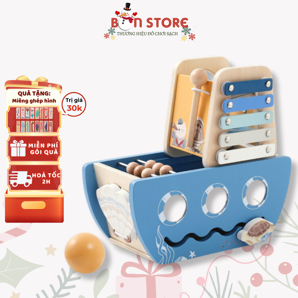 Đồ Chơi Hộp Bận Rộn Busy Box Gỗ 7 in 1 Đồ Chơi Nhận Thức Giáo Dục Sớm Montessori Cho Trẻ Em Từ 1 Tuổ