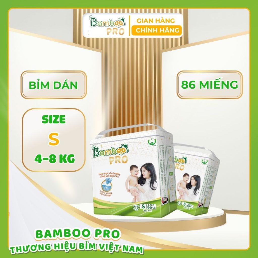 (CẠP CHUN MỚI THEO SIZE) Tã Bỉm Quần/Dán Bamboo Pro Full Size Mềm Mỏng