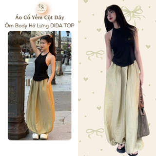  Áo Cổ Yếm Cột Dây Ôm Body Hở Lưng DIDA TOP Vạt Bầu Màu Đen Basic Tôn Dáng Na Store’s - P73 