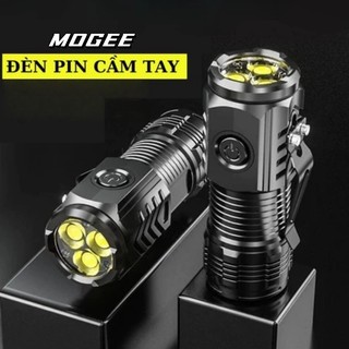 Đèn pin cầm tay mini siêu sáng chiếu xa pin trâu 5 chế độ sáng đèn pin mini cầm tay có móc gài tiện dụng MOGEE 