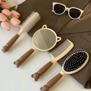Bộ lược gương combo 4 món lược gỡ rối chải tóc uốn tạo kiểu Màu Socola basic