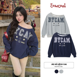  Áo Sweater Trễ Vai Bycamcam Áo Nỉ 2 Da Không Xù Nữ Tính Hàn Quốc _ASWD303 