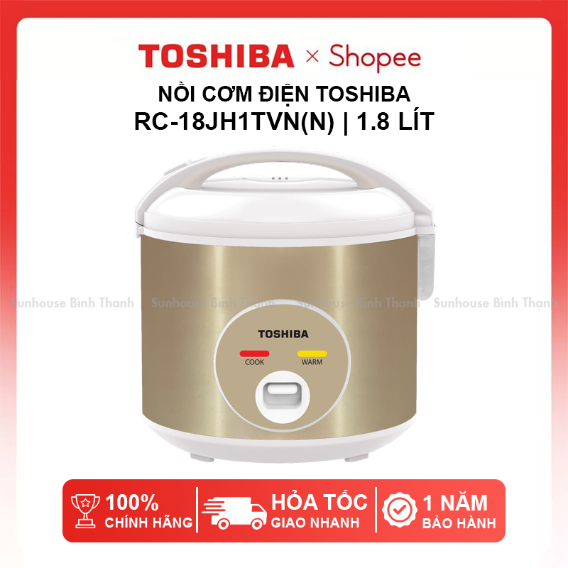 Nồi cơm điện chống dính Toshiba 1.8 lít RC-18JH1TVN(N), 1 lít RC-10JH1TVN(N) - Chính hãng Toshiba