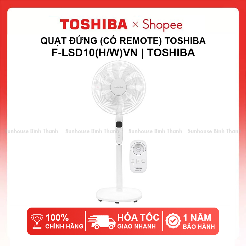 Quạt máy đứng tiết kiệm điện Toshiba F-LSD10(W)VN - F-LSD10(H)VN có remote, bảo hành 1 năm