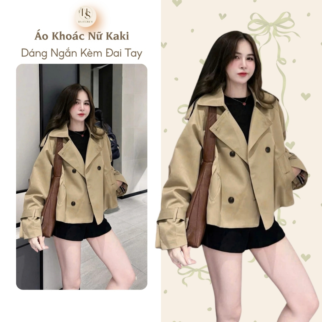 Áo Khoác Nữ Kaki Ép Mùng Mangto Dáng Ngắn Kèm Đai Tay Na Store's - P164