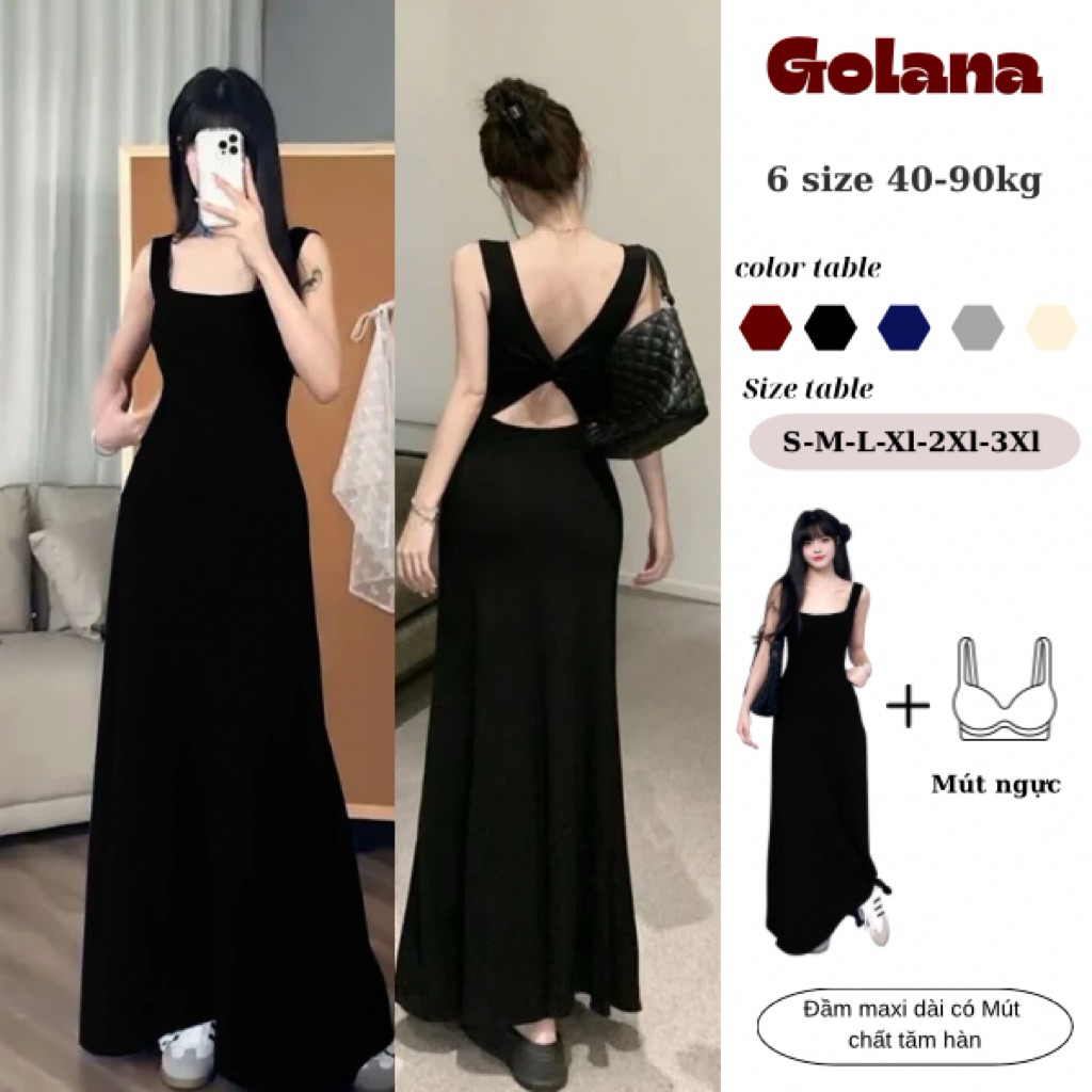 Váy 2 dây nữ cúp ngực Có Mút dáng dài, đầm maxi phong cách Quyến Rũ Joe Dress ( Có Bigsize)