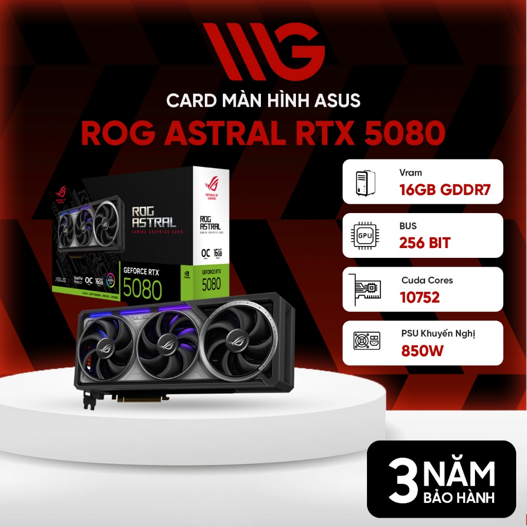 Card màn hình ASUS ROG Astral GeForce RTX 5080 16GB GDDR7 OC Edition - Bảo hành 36 tháng