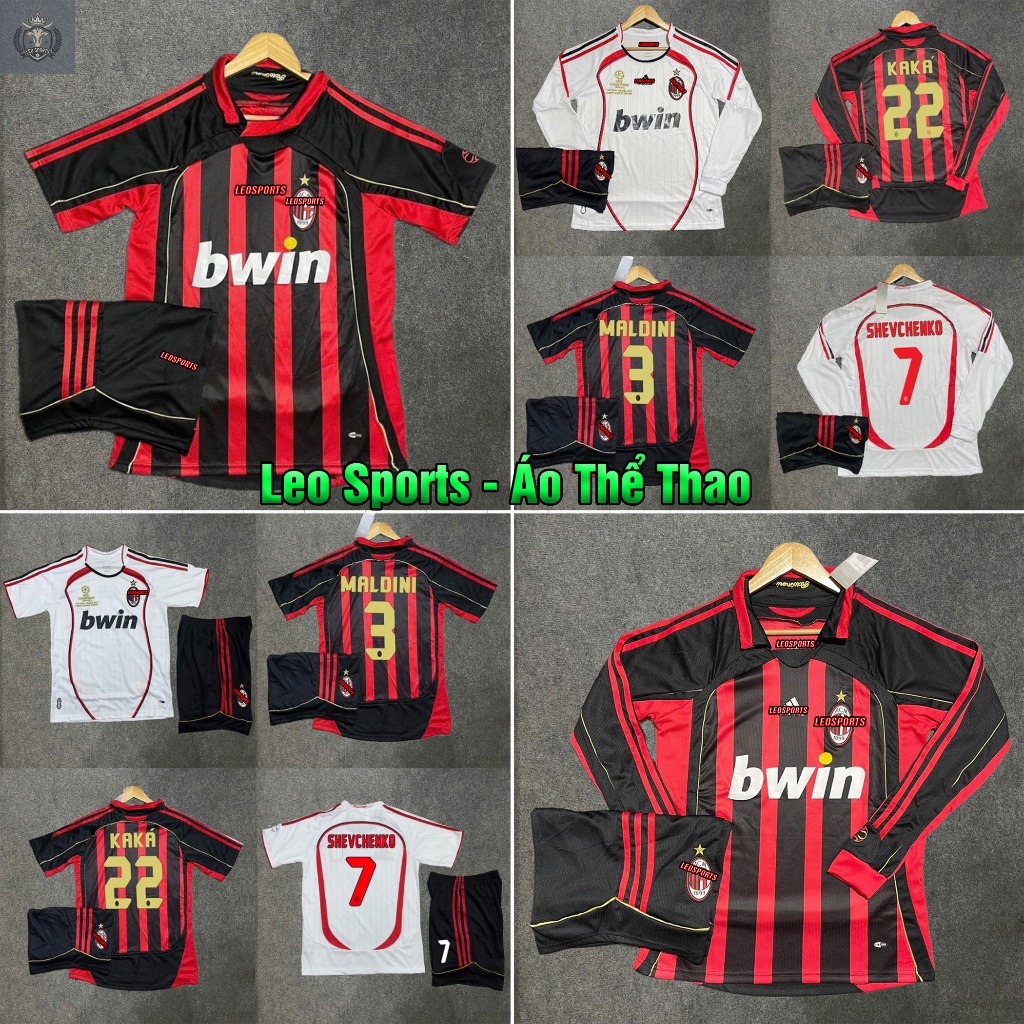 Bộ Quần Áo Đá Bóng/ Đá Banh CLB Ac Milan Retro 2007 ( In Sẵn) - Hàng Thailand Cao Cấp