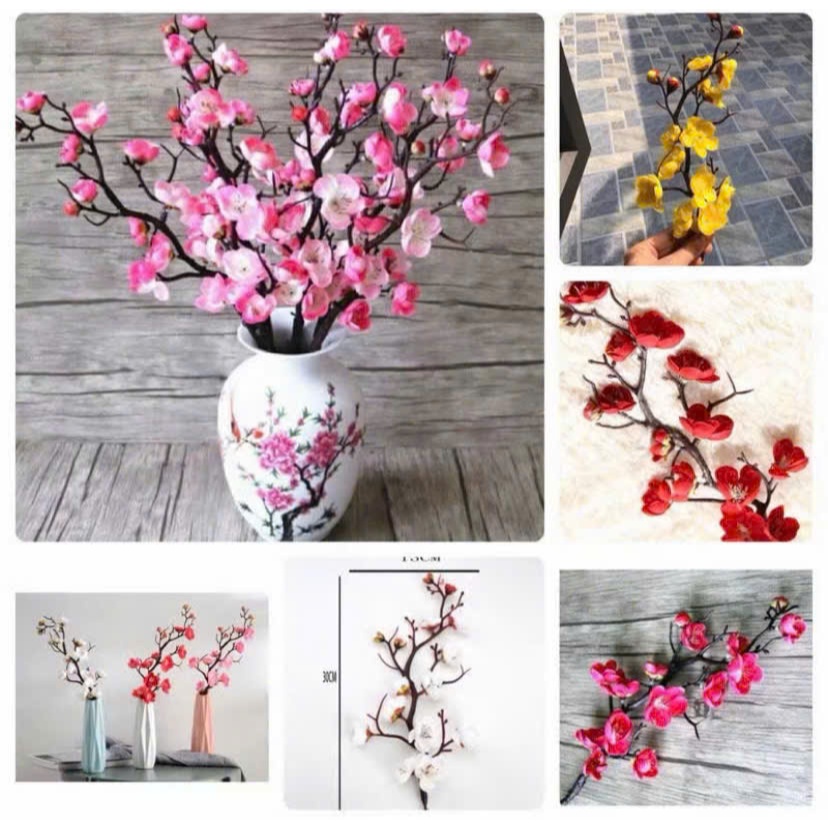 [ tặng bao lixi] Cành Đào Lụa, Hoa Đào Cổ Trang Trí Tháp bánh Kẹo,Oản Tài Lộc,Decor Tết 2026