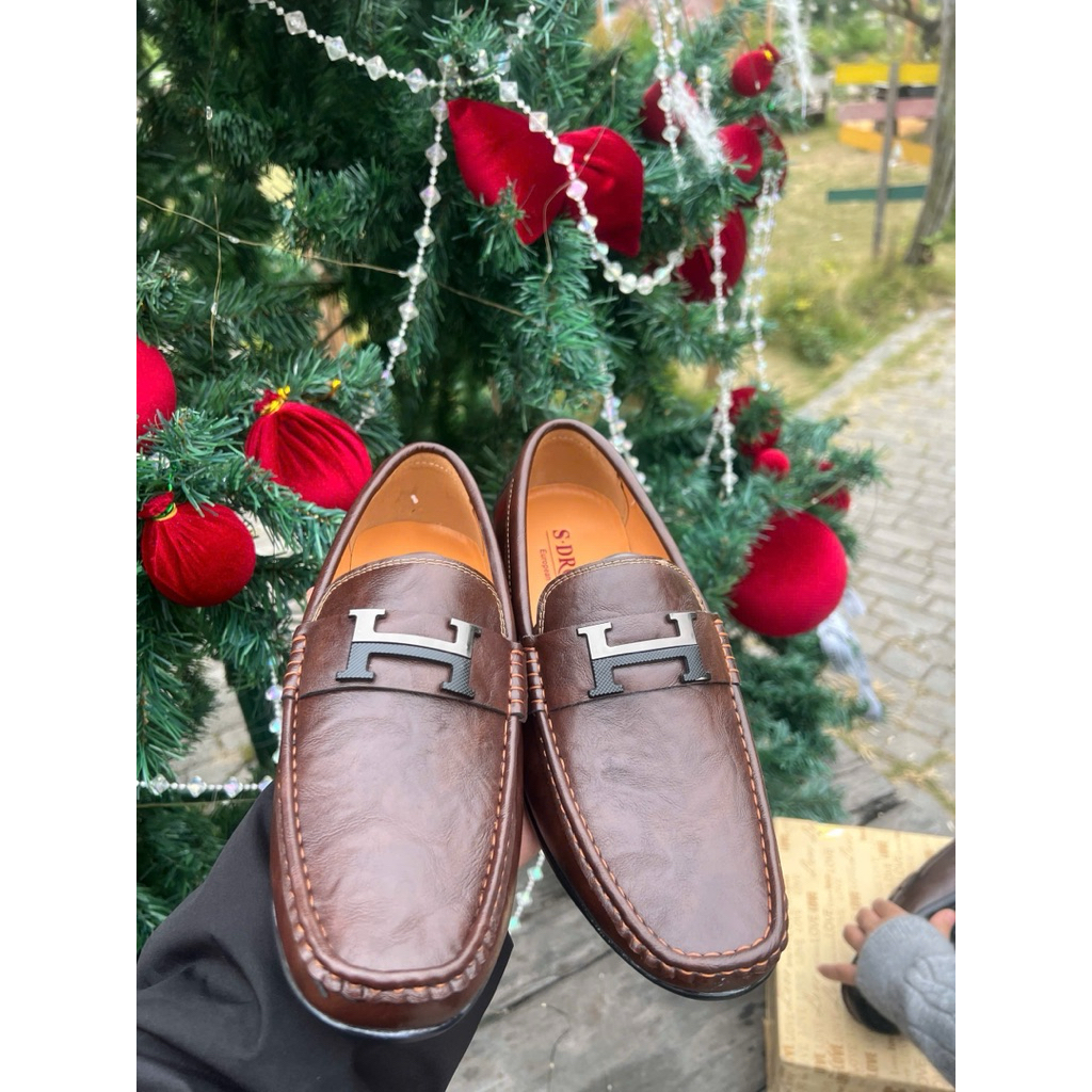 Giày Lười Nam Moca chữ H DaCao Cấp Đế Cao Su Khâu Gầm Đế Loefer Shoes Nam