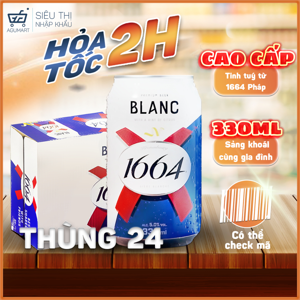 [HỎA TỐC] Bia Blanc 1664 330ml thùng 24 lon