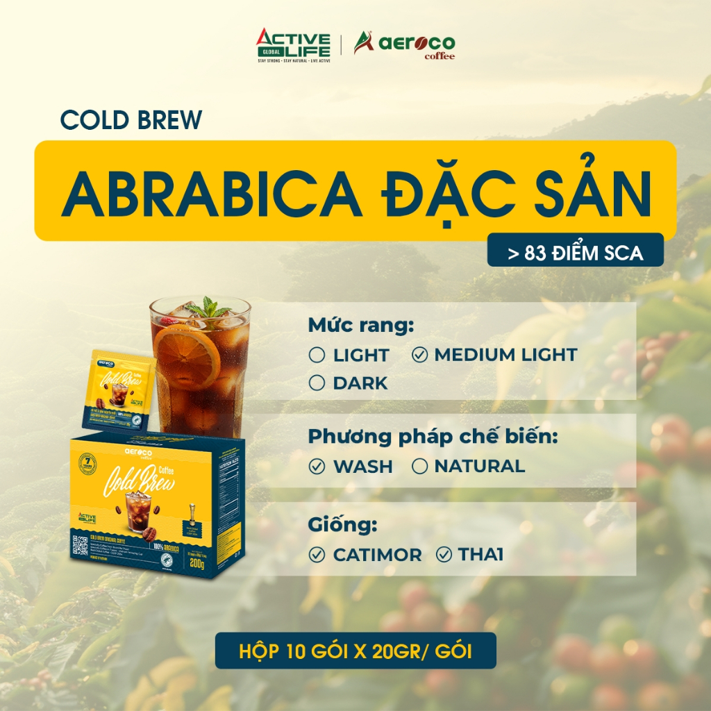  Cà Phê Cold Brew Aeroco 100% Arabica Đặc Sản  - Cà phê ủ lạnh túi lọc Nhật Bản 