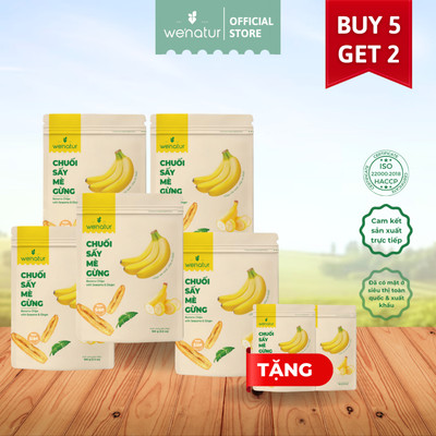 [COMBO GIÁ HỜI] Combo 5 Chuối Sấy Mè Gừng we'natur 100g (Tặng 2 Chuối Mè Gừng 100g)