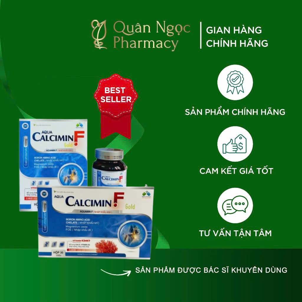 [CHÍNH HÃNG] AQUA CALCIMIN F GOLD - Viên uống bổ sung Calci Tảo biển đỏ Bổ sung Canxi và D3, dùng đư