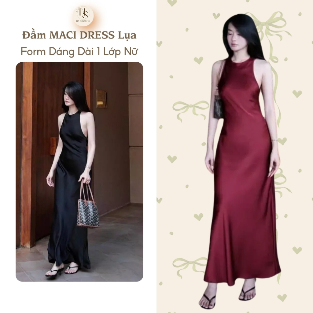 Đầm MACI DRESS Lụa Cổ Yếm Form Dáng Dài 1 Lớp Nữ Na Store's - P210