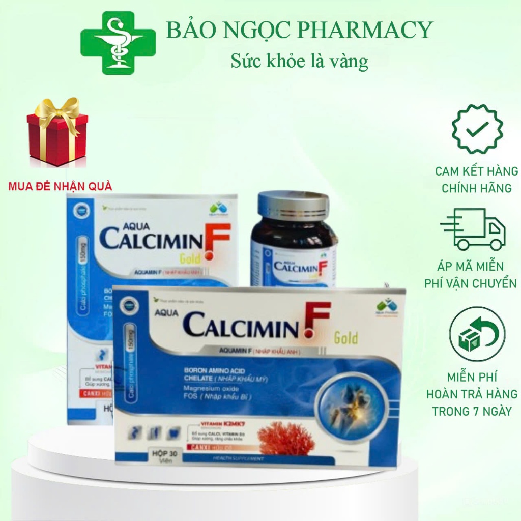 [CHÍNH HÃNG] AQUA CALCIMIN F GOLD - Viên uống bổ sung Calci Tảo biển đỏ Bổ sung Canxi và D3, dùng đư