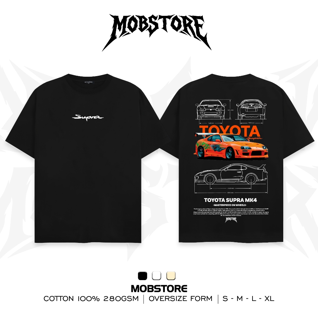 Áo Thun Supra MK4 Blueprint Racing Form Rộng Unisex Cotton Cao Cấp Dày Dặn  - MOB STORE