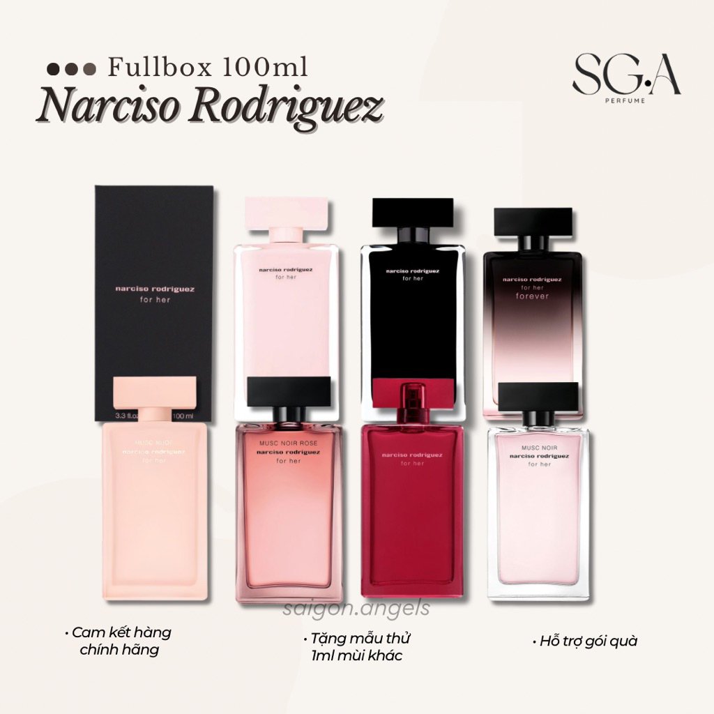 Nước Hoa Fullsize các mã Narciso • Pure Musc, Musc Noir Rose, Musc Nude,… Fullbox 100ml