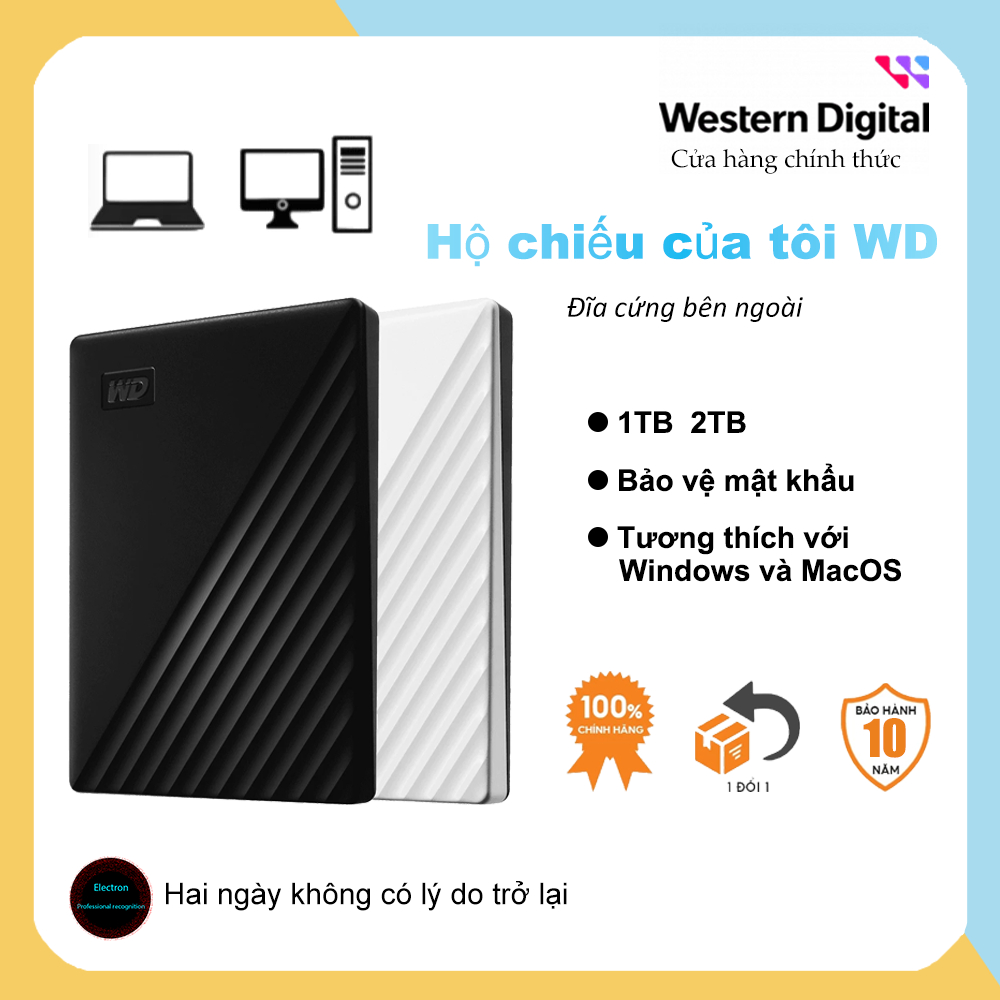 Western Digital HDD My Passport 1TB / 2TB USB 3.0 ổ cứng bên ngoài di động (bảo hành 5 năm - COD)