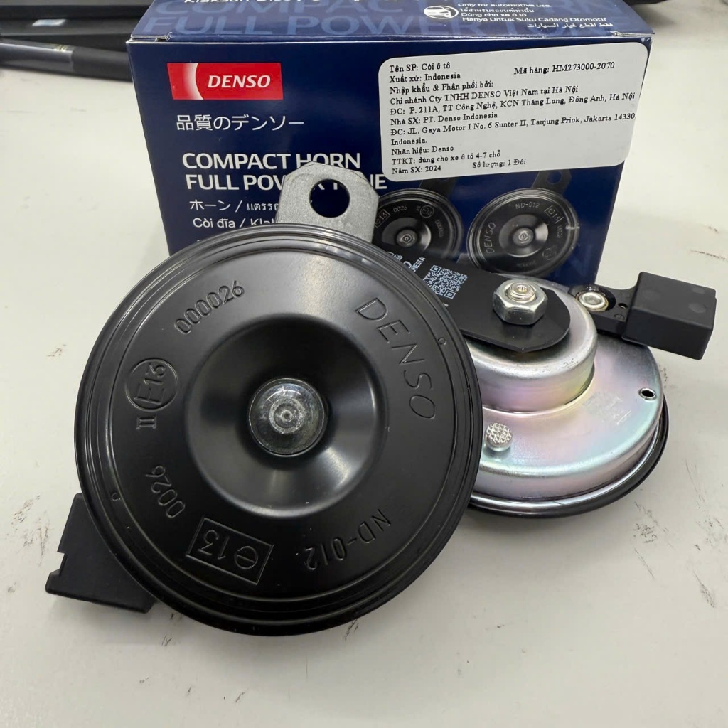Còi đĩa chính hãng Denso 1 giắc 12V cao cấp