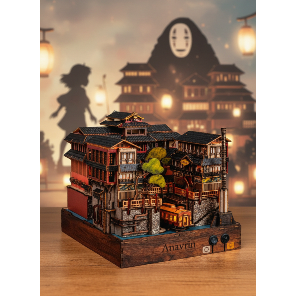 Mô hình diy Halom book nook Nhà tắm nước nóng Ginzan Onsen m ới