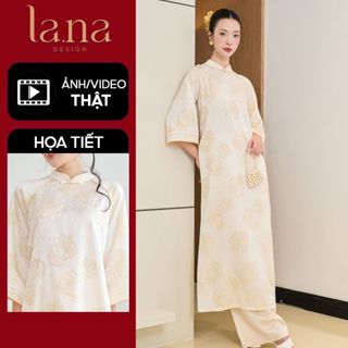  Set áo dài TẾT Ngọc Dao Liên thiết kế La.na design lụa gấm hoa nổi 2 tà cổ tàu phối sợi nổi – SD365 