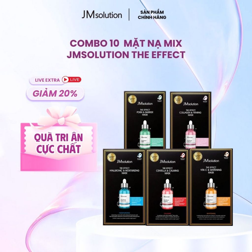 [JMSolution] COMBO 10 MIX Mặt Nạ Hỗ Trợ Nuôi Dưỡng Da JMSolution The Effect 24ml x 10 - JMSolution