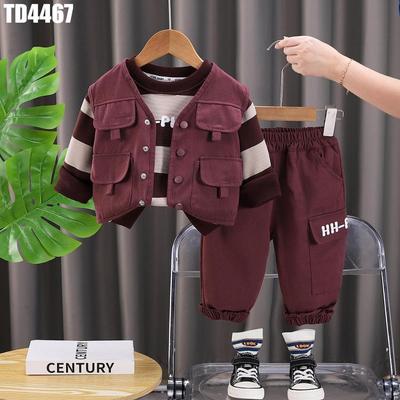 Set Thu Đông Áo Len Sọc Gile Quần Túi Hộp Cho Bé Trai 1-5 Tuổi MINTSCLOSET Quảng Châu - TD4467