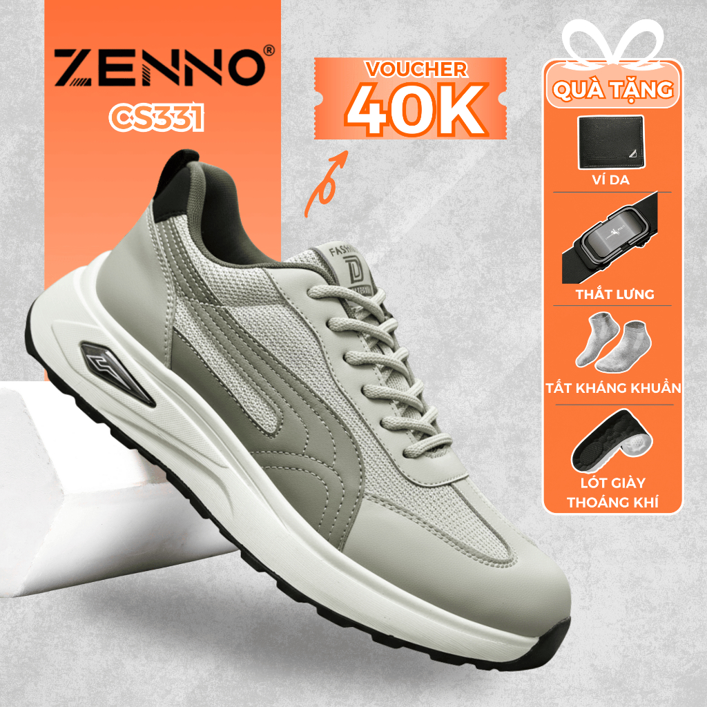 Giày Thể Thao Nam ZENNO CS331 Đế Đúc Cao Su Nguyên Khối Siêu Êm Nhẹ Chạy Bộ Đánh Pick Tập Gym
