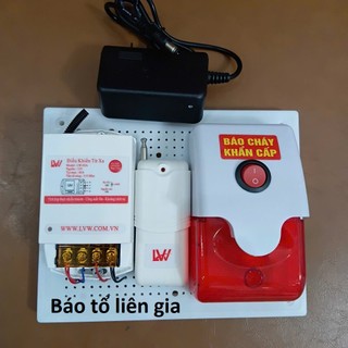 Báo cháy tổ liên gia không dây 12V-1000m, 110db , tiêu chuẩn PCCC ( Kèm công tắc )