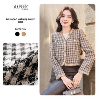  Áo khoác dạ tweed nữ BLISS YOUNGER BY CARDINA dáng ngắn phối viền 5YAKD07 
