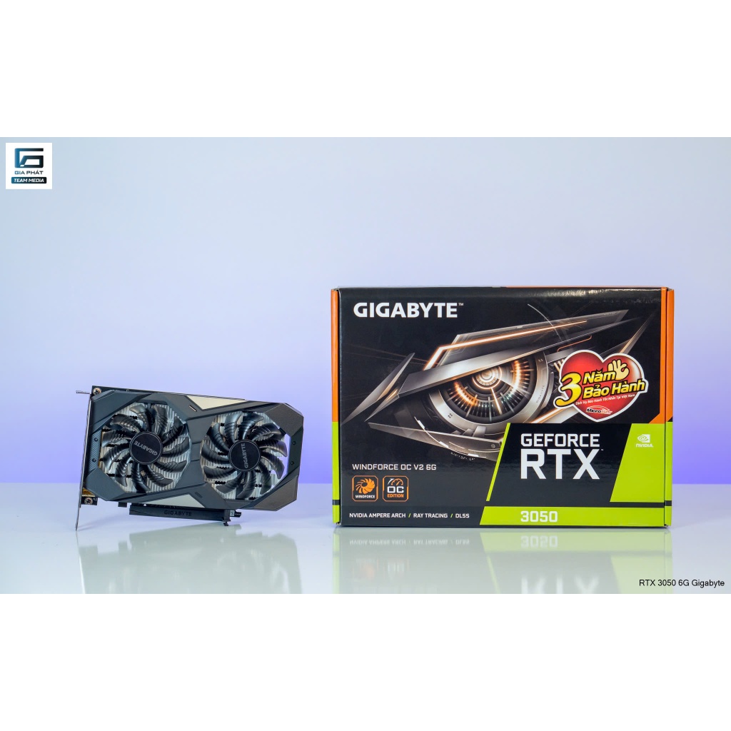 VGA Card màn hình GIGABYTE RTX 3050 6GB D6 Windforce OC New Box Full Vat - RTX3050 6G BH 36 Tháng