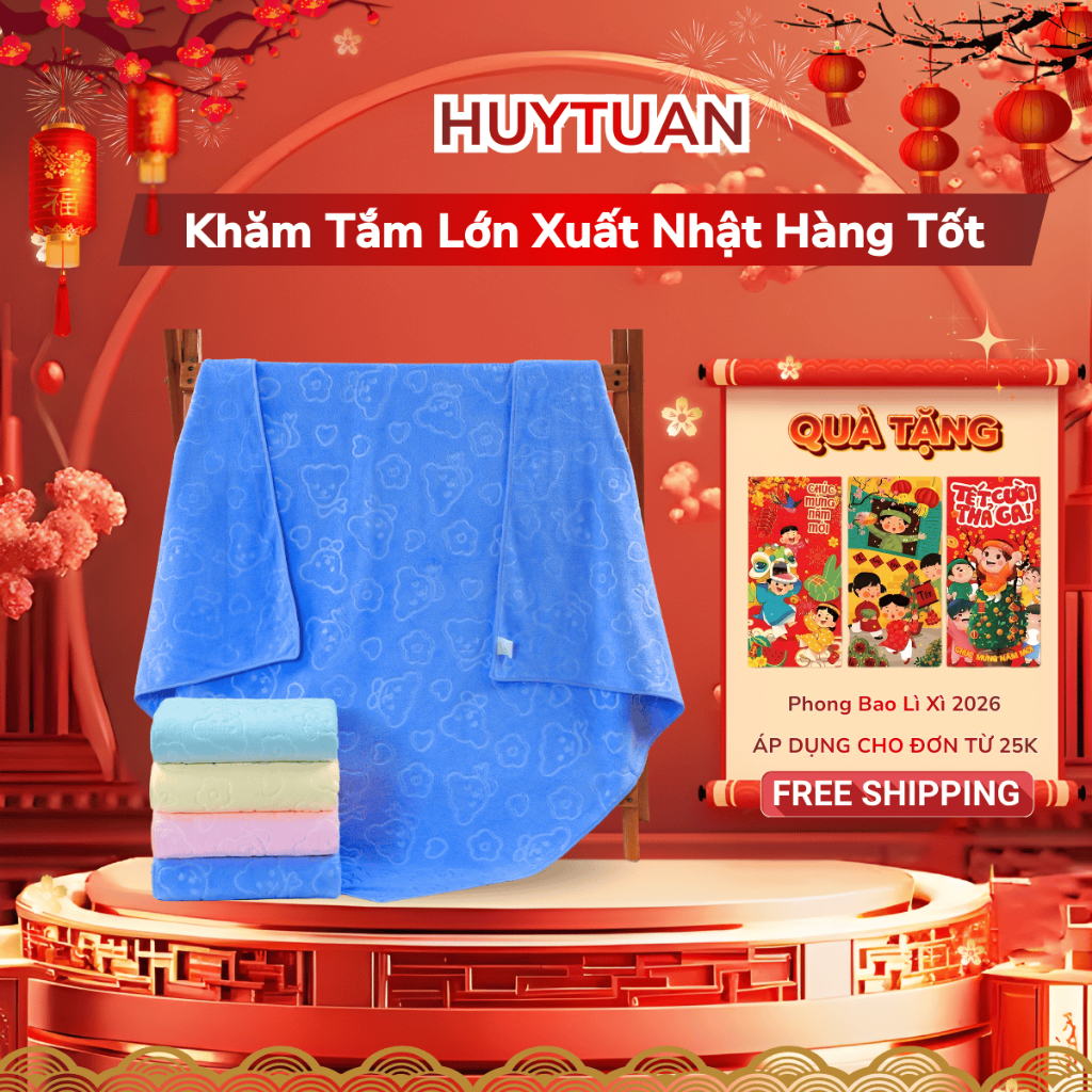 Khăn tắm lớn Khăn tắm xuất Nhật siêu mềm size 70x140cm ĐỦ 6 MÀU (KN1m4)