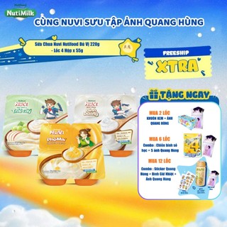 [MUA 4 TẶNG ẢNH QUANG HÙNG] Sữa Chua Nuvi Nutifood Đủ Vị 220g - Lốc 4 Hộp x 55g