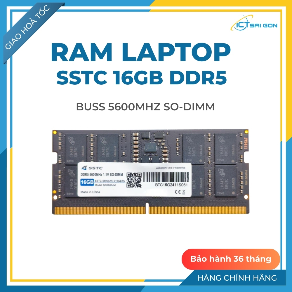 Ram Laptop SSTC 16GB DDR5 Buss 5600Mhz SO-DIMM Chính Hãng - Thương hiệu Mỹ