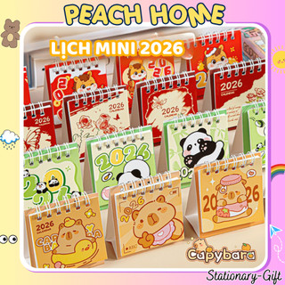  5k  Lịch Chữ A 2026 Mini Bỏ Túi Họa Tiết Cute   Lịch Gấp Gọn Để BànPhong Cách Hàn Quốc Cầm Tay Giấy Peach Home 1k Rẻ 