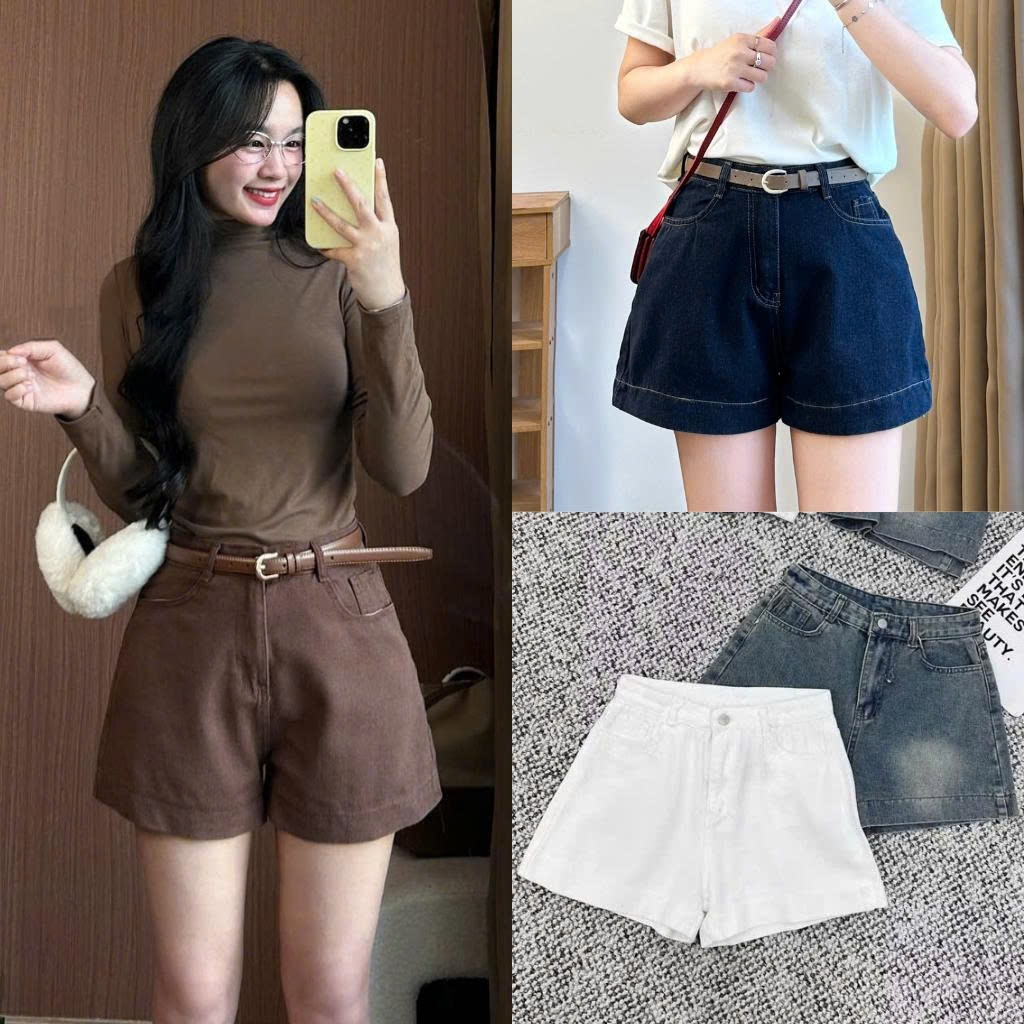 Quần short jeans mềm nữ to gấu lưng cao basic 247store | BigBuy360 - bigbuy360.vn
