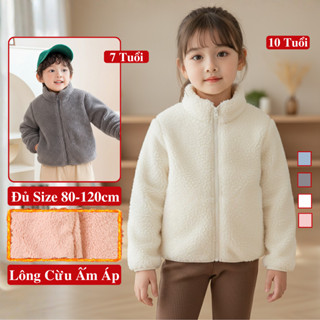  Áo Khoác Ấm Lông Cừu Mùa Đông Cho Bé Trai Bé Gái Áo Giữ Nhiệt Nỉ Bông Xù Mùa Đông Cho Bé Gái Bé Trai Kookoo 