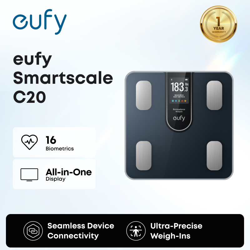 Cân thông minh eufy C20, màn hình màu TFT, hiển thị 16 chỉ số sức khỏe, kết nối Bluetooth