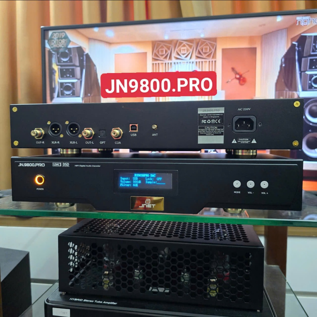 Đầu giải mã âm thanh JNET JN9800 Pro 2 chip ES9038Pro 32Bit DSD512 đường ra RCA XLR đa cổng kết nối