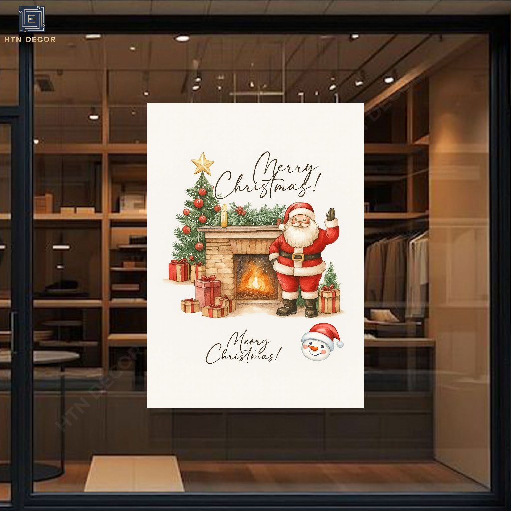 Decal Noel Dán Kính Giáng Sinh 2026 | Decal Trang Trí Cửa Kính Ông Già Noel, Người Tuyết, Tuần Lộc