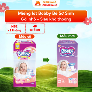  Miếng Lót Sơ Sinh BOBBY NEWBORN 2 Bảo Vệ Rốn Mềm Mại Dành Cho Bé Sơ Sinh >1 tháng  40 miếng - MC25 