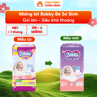  GÓI TIẾT KIỆM  Miếng Lót Sơ Sinh BOBBY NEWBORN 1 Siêu Khô Thoáng Cho Bé Sơ Sinh 108 miếng - MC29 