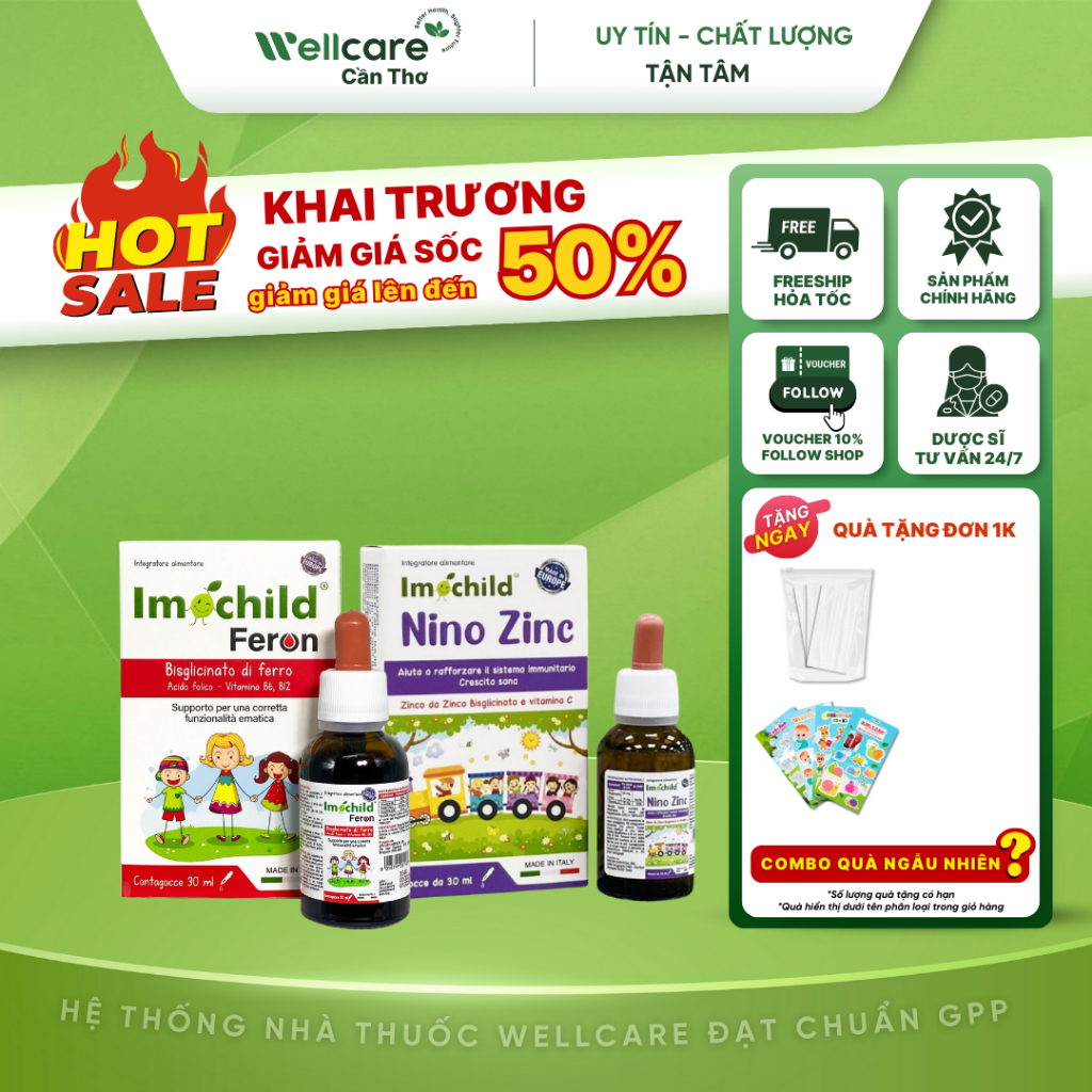 COMBO Imochild Ferron , Nino ZinC Tăng Cường Sức Khỏe Phòng Ngừa Thiếu Máu Thiếu Sắt Cho Bé