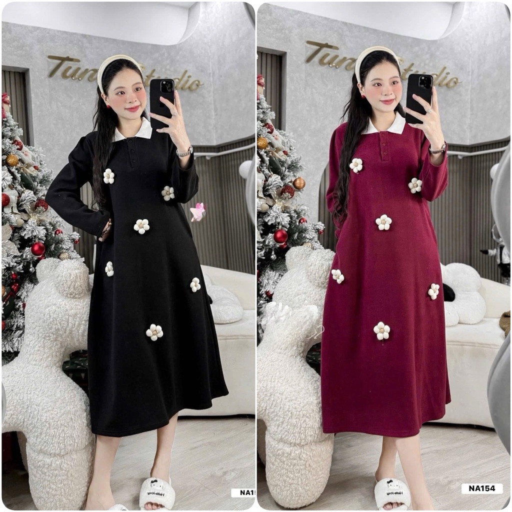 (NH CLOTHING)váy suông Quynhanhhouse Váy nỉ hoa M11417 sm