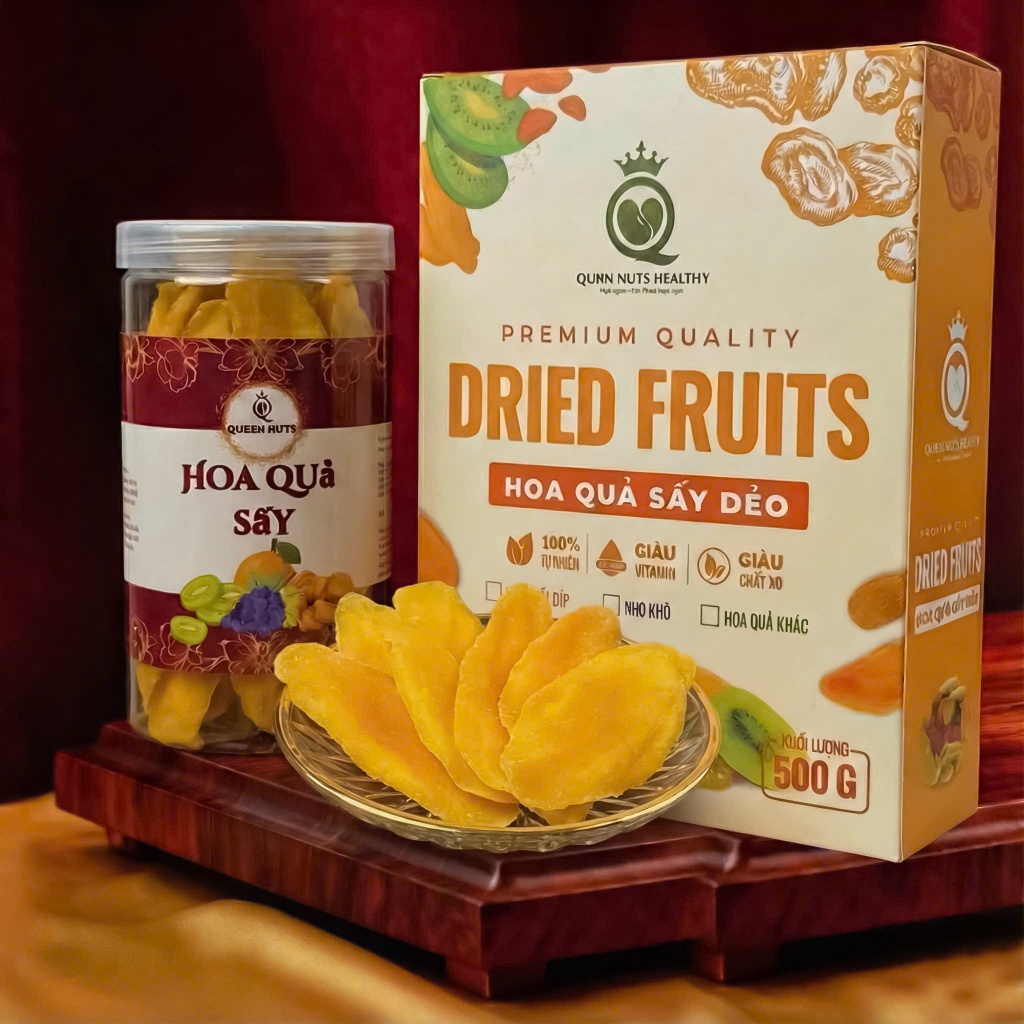 Xoài sấy dẻo Nha Trang không đường ít ngọt thơm ngon/ Xoài sấy muối ớt - Hoa quả sấy QUEEN NUTS