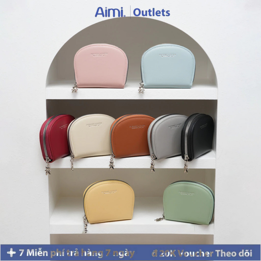 Ví da nữ nhỏ gọn, tiện lợi với khóa kéo hình bán nguyệt và 11 ngăn đựng thẻ