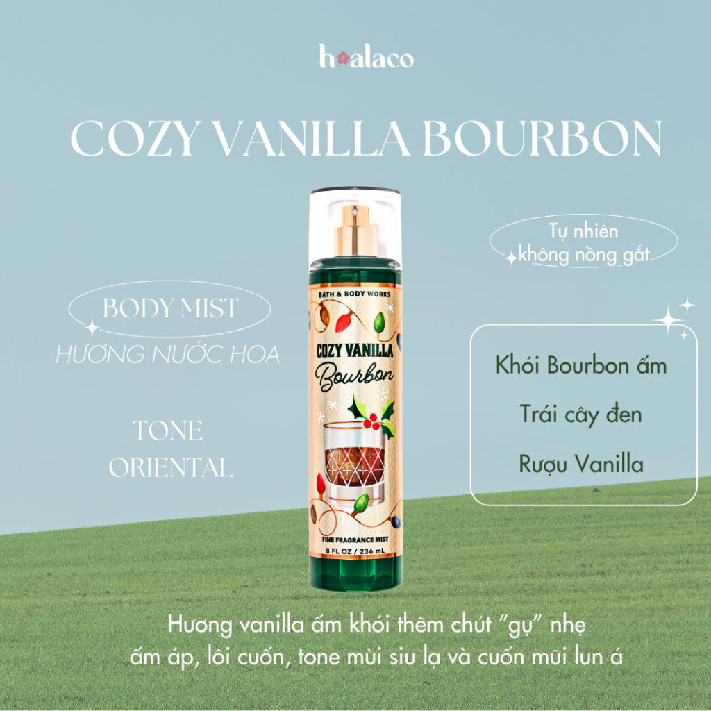 XỊT THƠM TOÀN THÂN COZY VANILLA BOURBON - BODY MIST Bath & Body Works