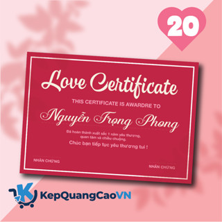Chứng Chỉ Tình Yêu In Theo Yêu Cầu – Love Certificate Quà Tặng Couple Kỷ Niệm Cho Bạn Trai Bạn Gái